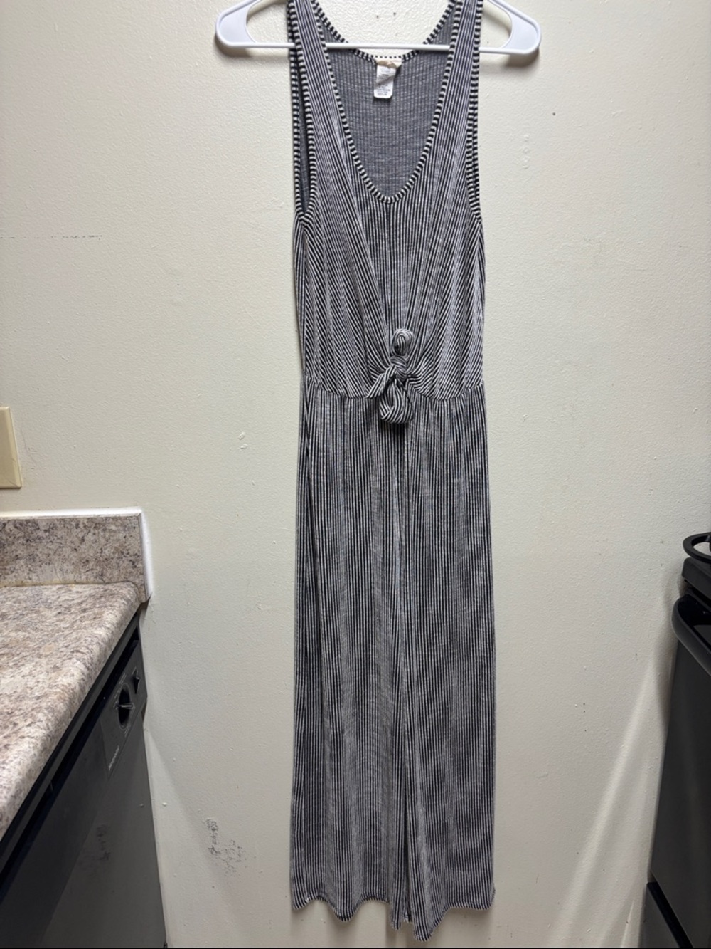 Caution to the wind stripe jumpsuit medium wide leg 23L